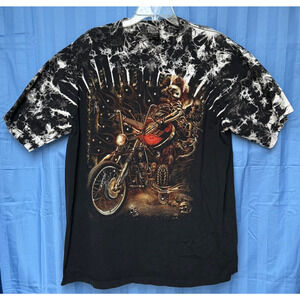 Survivors T-Shirt Affliction Motorcycle Skull Guitar Rivets Black Y2K Mens 2XL